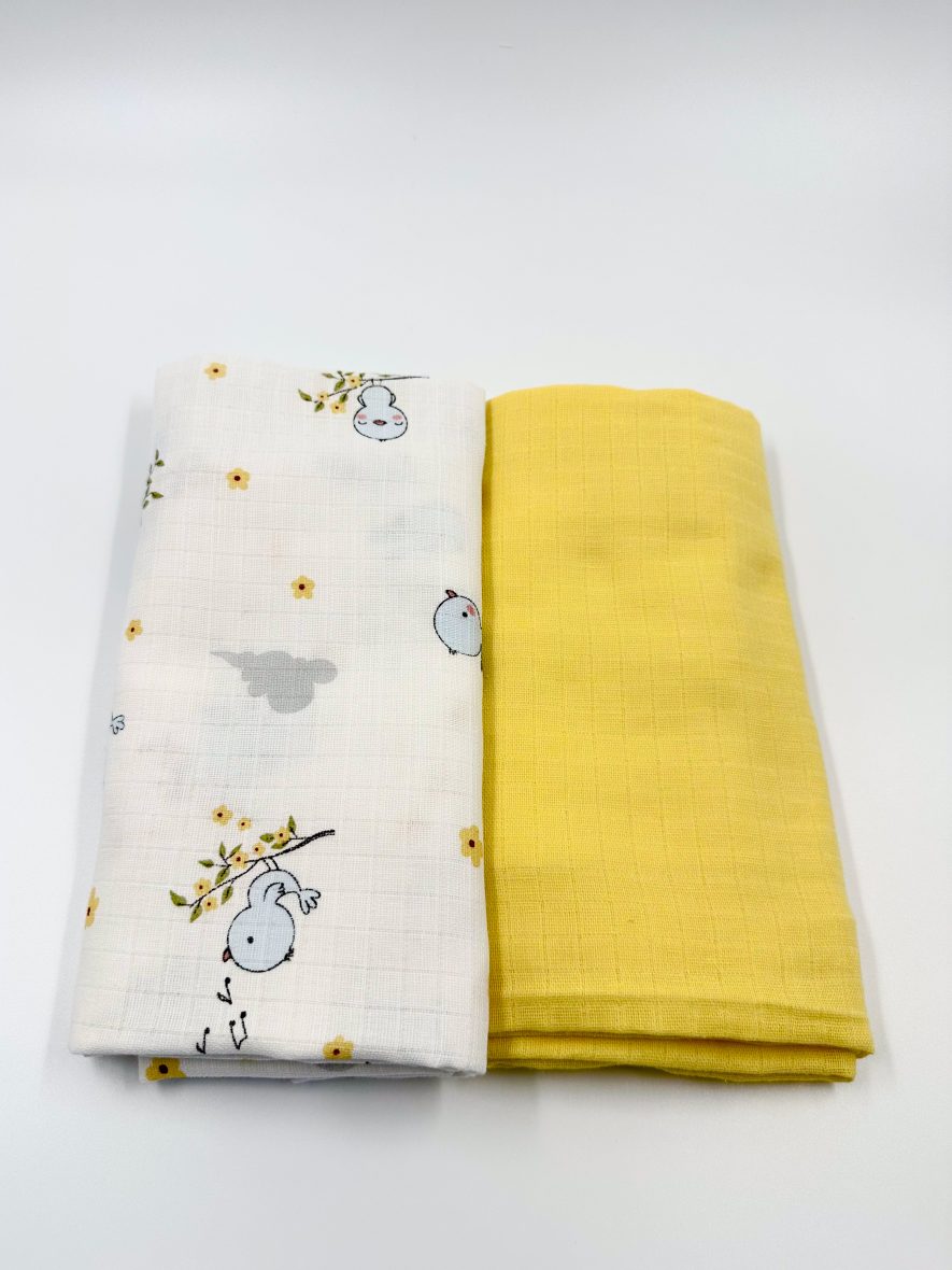 Müslin İkili Bebek Örtüsü – Little Blue Wings & Sunshine